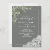 Invitation Mariage de script en bois de dentelle d'Eucalyptus (Devant)