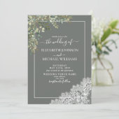 Invitation Mariage de script en bois de dentelle d'Eucalyptus (Debout devant)