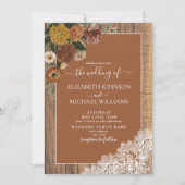 Invitation Mariage de script en bois rustique Burnt Orange (Devant)
