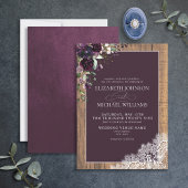 Invitation Mariage de script en bois rustique violet à prune