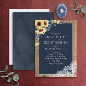 Invitation Mariage de script en dentelle de tournesol bleu de