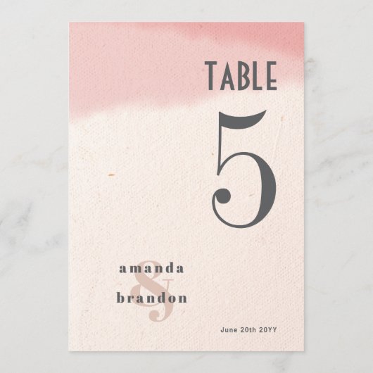 Invitation Mariage de script en gras Blush & Bloom 5x7 Numéro (Dos)