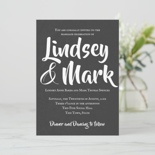 Invitation Mariage de script en gras uniquement du tableau de (Debout devant)