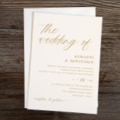 Invitation Mariage de script en or et en ivoire Delicate simp