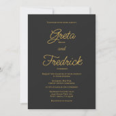 Invitation Mariage de script en or noir noir de charbon intem (Devant)