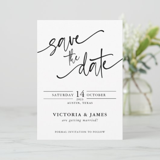 Invitation Mariage de script Enregistrer la date (Debout devant)