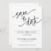 Invitation Mariage de script Enregistrer la date (Devant / Derrière)