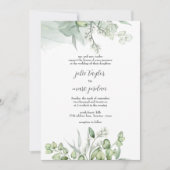 Invitation Mariage de script Feuille Eucalyptus Aquarelle (Devant)