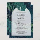 Invitation Mariage de script Feuille Tropical Palm (Devant / Derrière)