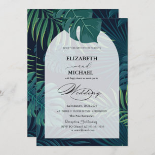 Invitation Mariage de script Feuille Tropical Palm