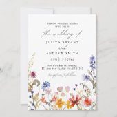 Invitation Mariage de script fleur sauvage aquarelle élégant (Devant)