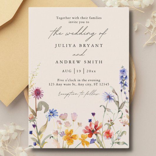 Invitation Mariage de script fleur sauvage Elegant Boho