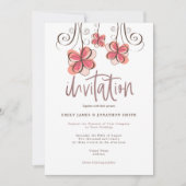 Invitation Mariage de script floral Artsy Pink tendance (Devant)