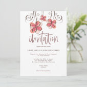 Invitation Mariage de script floral Artsy Pink tendance (Debout devant)