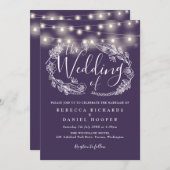 Invitation Mariage de script floral avec chaîne violette (Devant / Derrière)