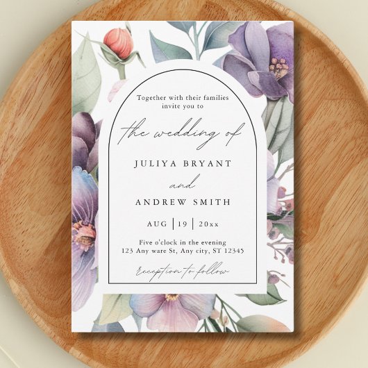 Invitation Mariage de script floral botanique aquarelle