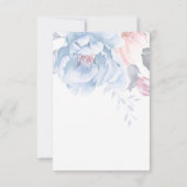 Invitation Mariage de script Floral de Pêche Bleu Aquarelle C (Dos)