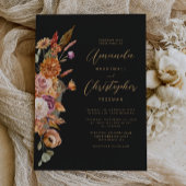 Invitation Mariage de script floral foncé d'automne