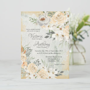Invitation Mariage de script floral neutre