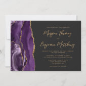 Invitation Mariage de script foncé Agate or violet (Devant)