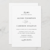 Invitation Mariage de script formel noir et blanc (Devant / Derrière)