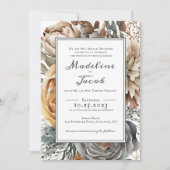 Invitation Mariage DE SCRIPT FRONTALIER FLORAL DE COULEUR D'E (Devant)