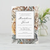 Invitation Mariage DE SCRIPT FRONTALIER FLORAL DE COULEUR D'E (Debout devant)