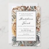 Invitation Mariage DE SCRIPT FRONTALIER FLORAL DE COULEUR D'E (Devant)
