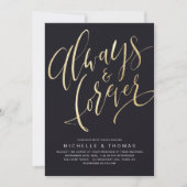 Invitation Mariage de script Gold et Black Always and Forever (Devant)