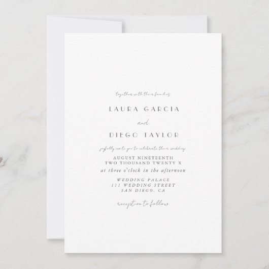 Invitation Mariage de script gris blanc (Devant)