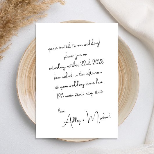 Invitation Mariage de script manuscrit élégant et moderne