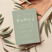 Invitation Mariage de script manuscrit minimal vert Sage