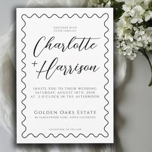Invitation Mariage de script manuscrit minimaliste Whimsical