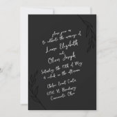 Invitation Mariage de script manuscrit noir et blanc (Devant)