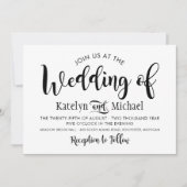 Invitation Mariage de script manuscrit noir moderne (Devant)
