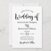Invitation Mariage de script manuscrit noir moderne (Devant)