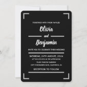 Invitation Mariage de script manuscrit noir simple (Devant)