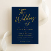Invitation Mariage de script Marine & Gold