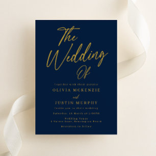 Invitation Mariage de script Marine & Gold