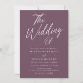 Invitation Mariage de script mauve moderne (Devant)