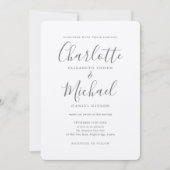 Invitation Mariage de script métallique romantique en argent (Devant)