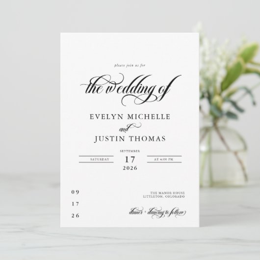 Invitation Mariage de script minimal (Debout devant)