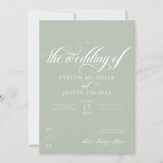 Invitation Mariage de script minimal (Devant)