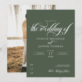 Invitation Mariage de script minimal (Devant / Derrière)