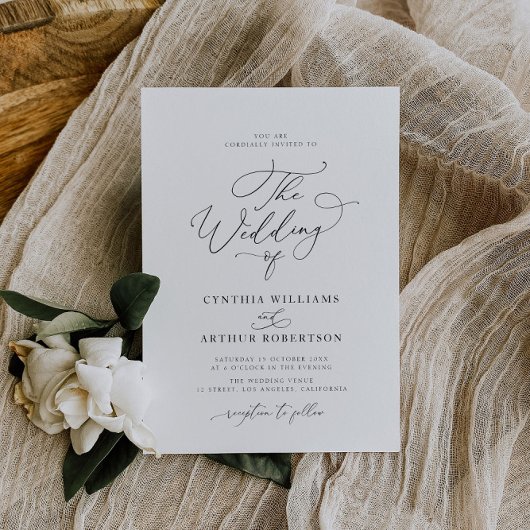 Invitation mariage de script minimal simple