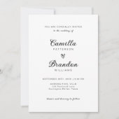 Invitation Mariage de script minimaliste de coeur romantique (Devant)