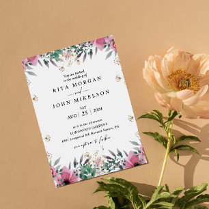 Invitation Mariage de script minimaliste de la cartouche rose
