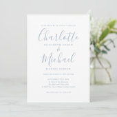 Invitation Mariage de script minimaliste Dusty Blue (Debout devant)