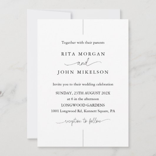 Invitation Mariage de script minimaliste moderne (Devant)