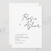 Invitation Mariage de script minimaliste moderne (Devant / Derrière)